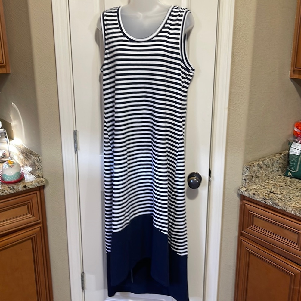 Time and Tru blue and white stripe maxi dress size L